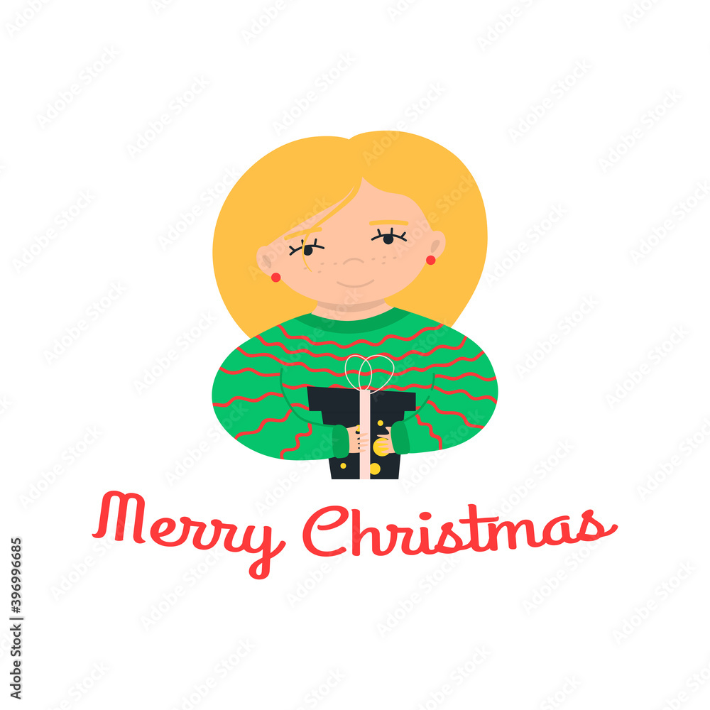 Cute girl with gift vector illustration Cute girl with gift vector illustration