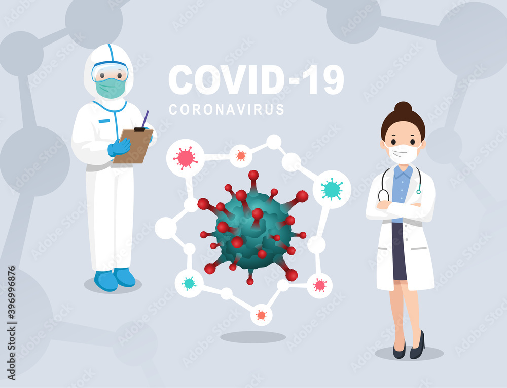 Medical team working on the COVID-19 virus. Female doctor