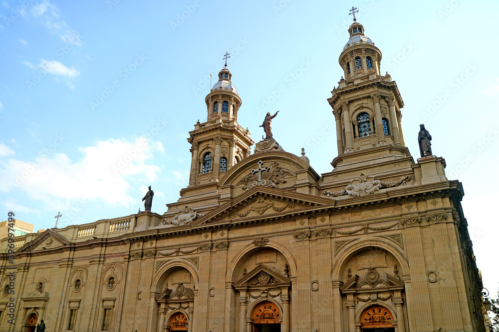 Metropolitan Cathedral of Santiago, Stunning Landmark on the Plaza de Armas Square in Santiago, Chile, South America