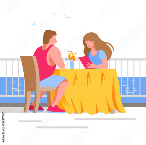 family couple in a cafe