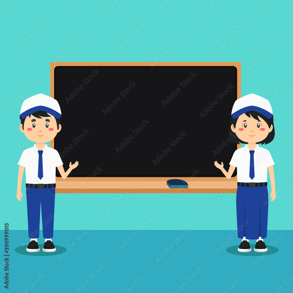 Cute Indonesian Junior High School with Board Cute Indonesian Junior High School with Board