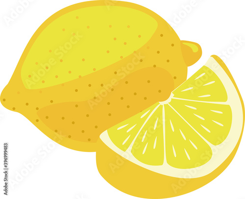 Fresh lemon fruits, collection of vector illustrations. et of juicy bright lemons, cut up, a slice, a whole isolated on white. Design elements for textile, packaging , holiday packages, wrapping