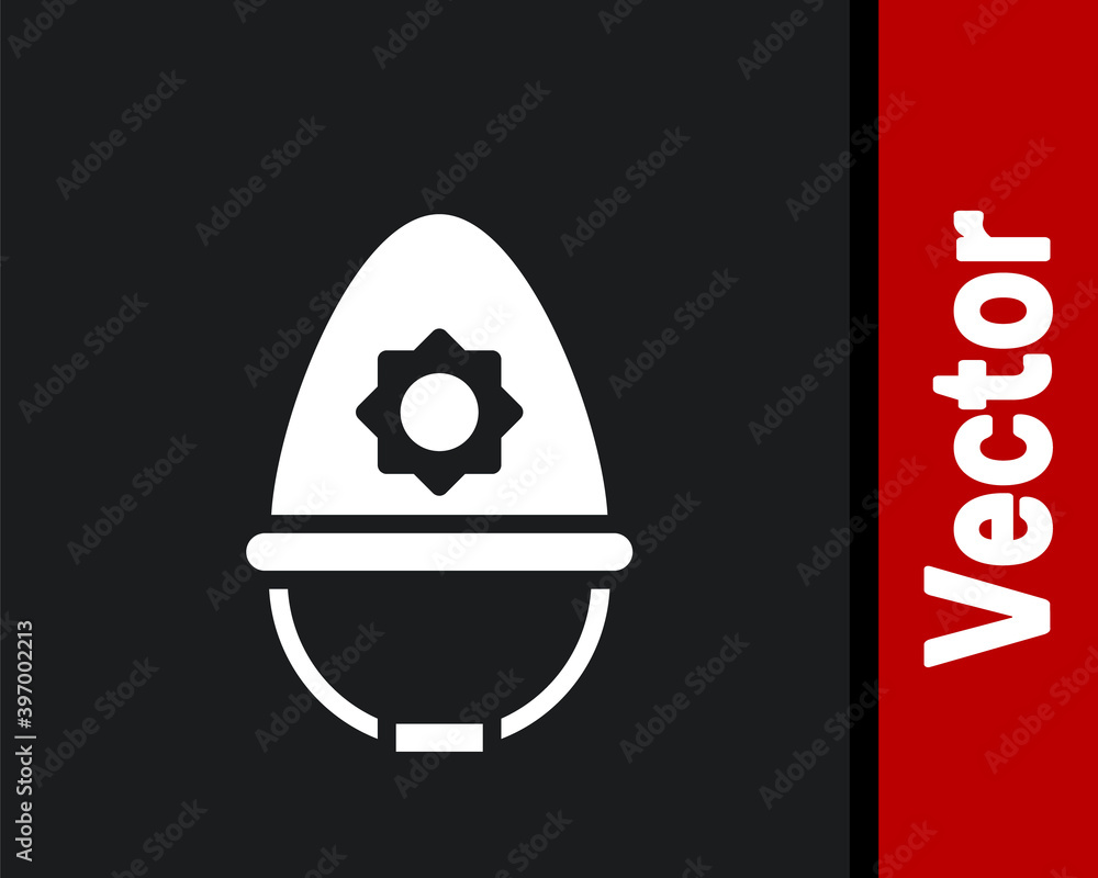 White British police helmet icon isolated on black background. Vector. White British police helmet icon isolated on black background. Vector.