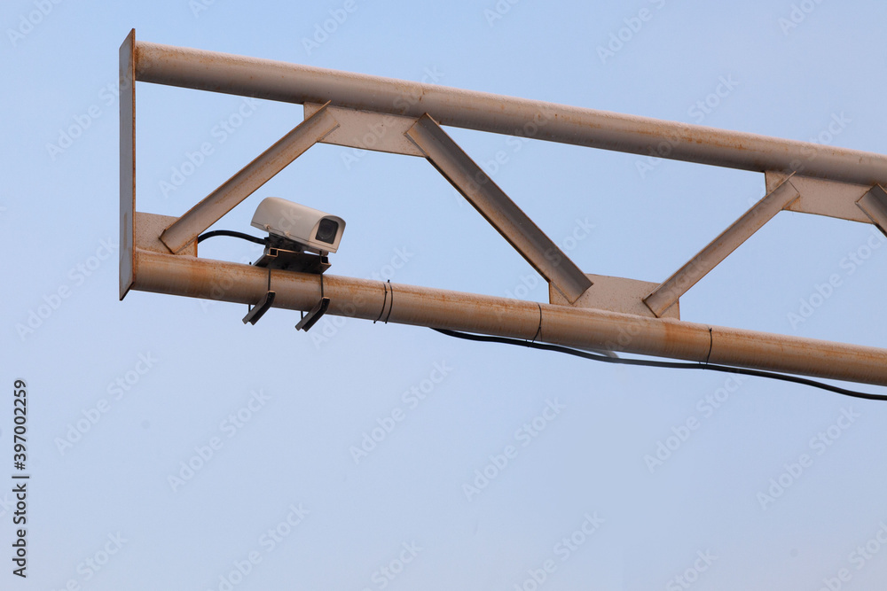 road surveillance video camera, copy space road surveillance video camera, copy space