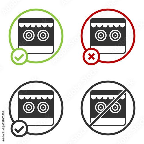 Black Shooting gallery icon isolated on white background. Circle button. Vector.