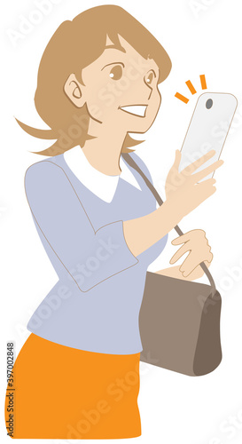 スマートフォンでSNSをチェックする女性