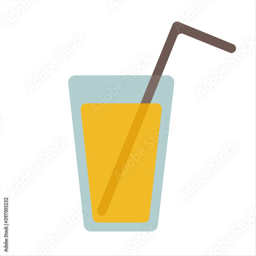 glass of orange juice with straw
