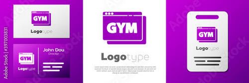 Logotype Online fitness and training icon isolated on white background. Logo design template element. Vector.