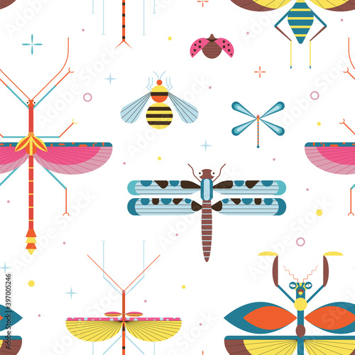 Meadow Insects Geometric Pattern