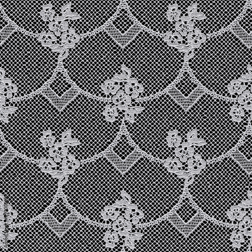 White lace with pattern in the manner of flower on black background. 3D-rendering