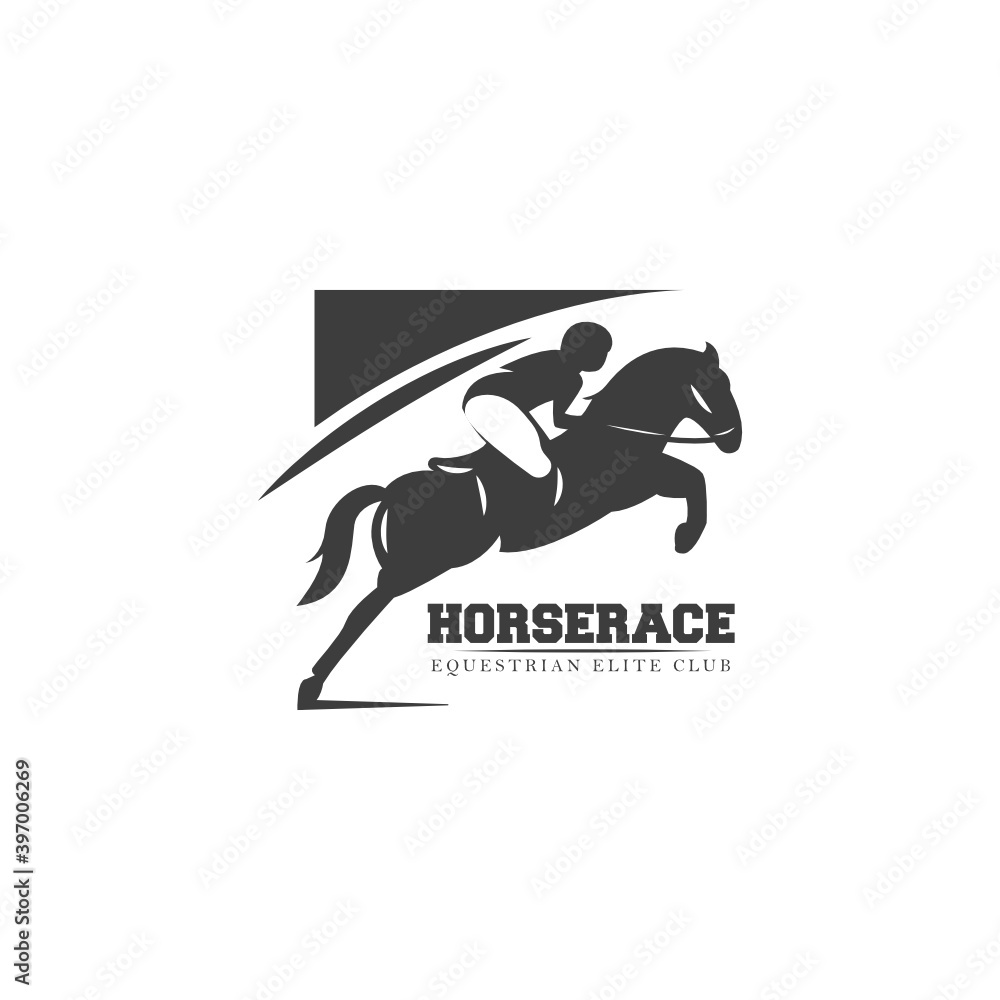 Equestrian horse race logo emblem Stock Vector | Adobe Stock