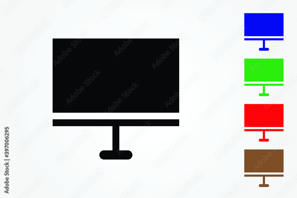 LCD monitor vector icon for business on white background LCD monitor vector icon for business on white background