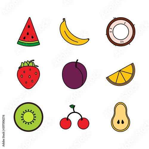 Bright modern line art fruits, great design for any purposes