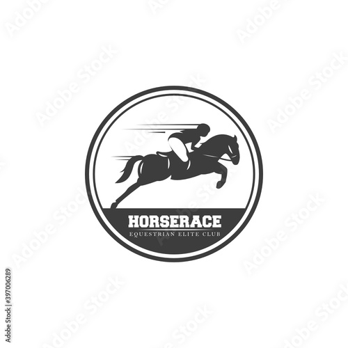Equestrian horse race logo emblem