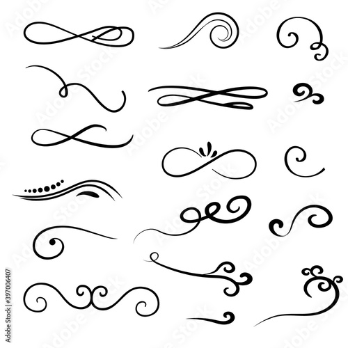Vector hand drawn vintage calligraphic swirls