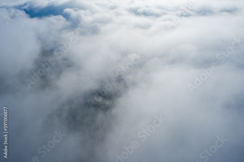 aerial photo of clouds photographed using a quadcopter while in the clouds