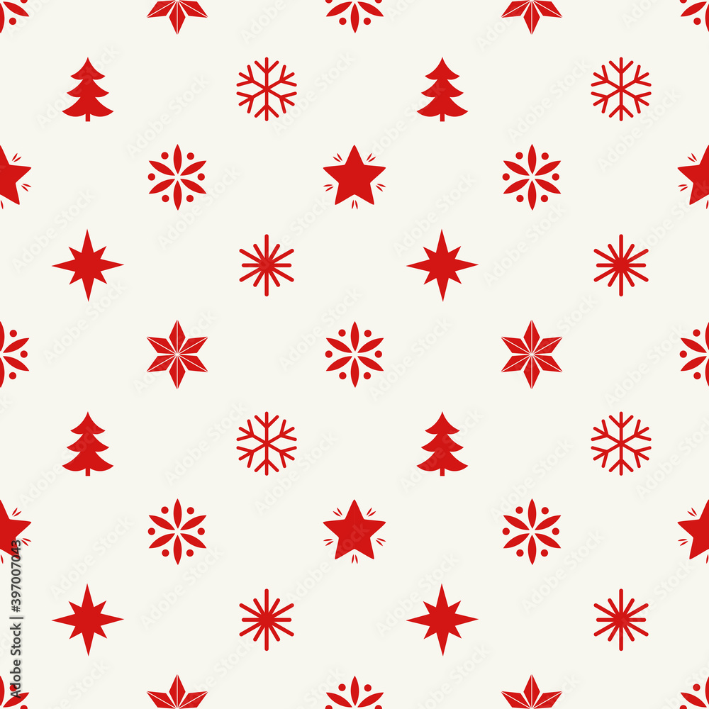 Winter Christmas red elements seamless pattern. Winter Christmas red elements seamless pattern.
