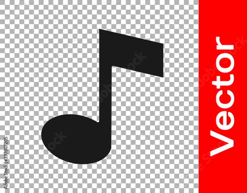 Fotografie Black Music note, tone icon isolated on transparent background