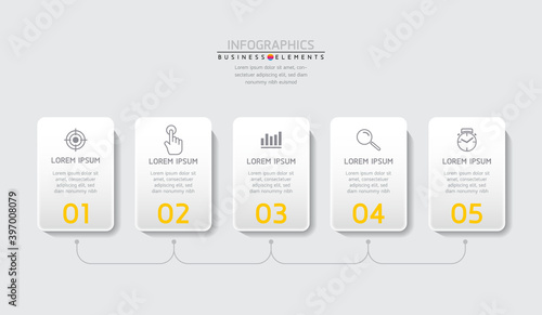 Vector elements for infographics. presentation and chart. steps or processes. options number workflow template design. 5 steps