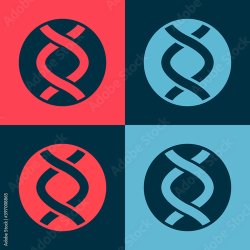 Pop art DNA symbol icon isolated on color background. Genetic engineering, genetics testing, cloning, paternity testing. Vector.