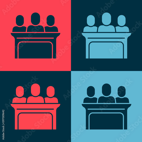 Pop art Jurors icon isolated on color background. Vector.
