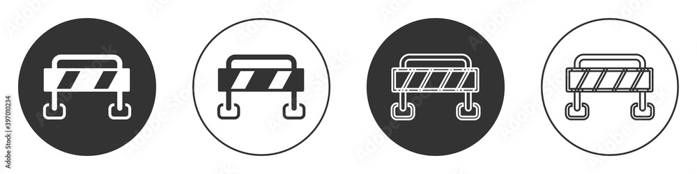 Black Road barrier icon isolated on white background. Symbol of ...