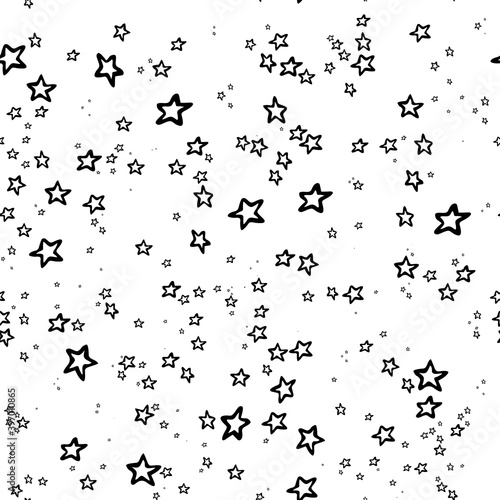 Seamless pattern with hand drawn stars. Doodle style vector illustration isolated on white background. For interior design, wallpaper, packaging, posters, cards.