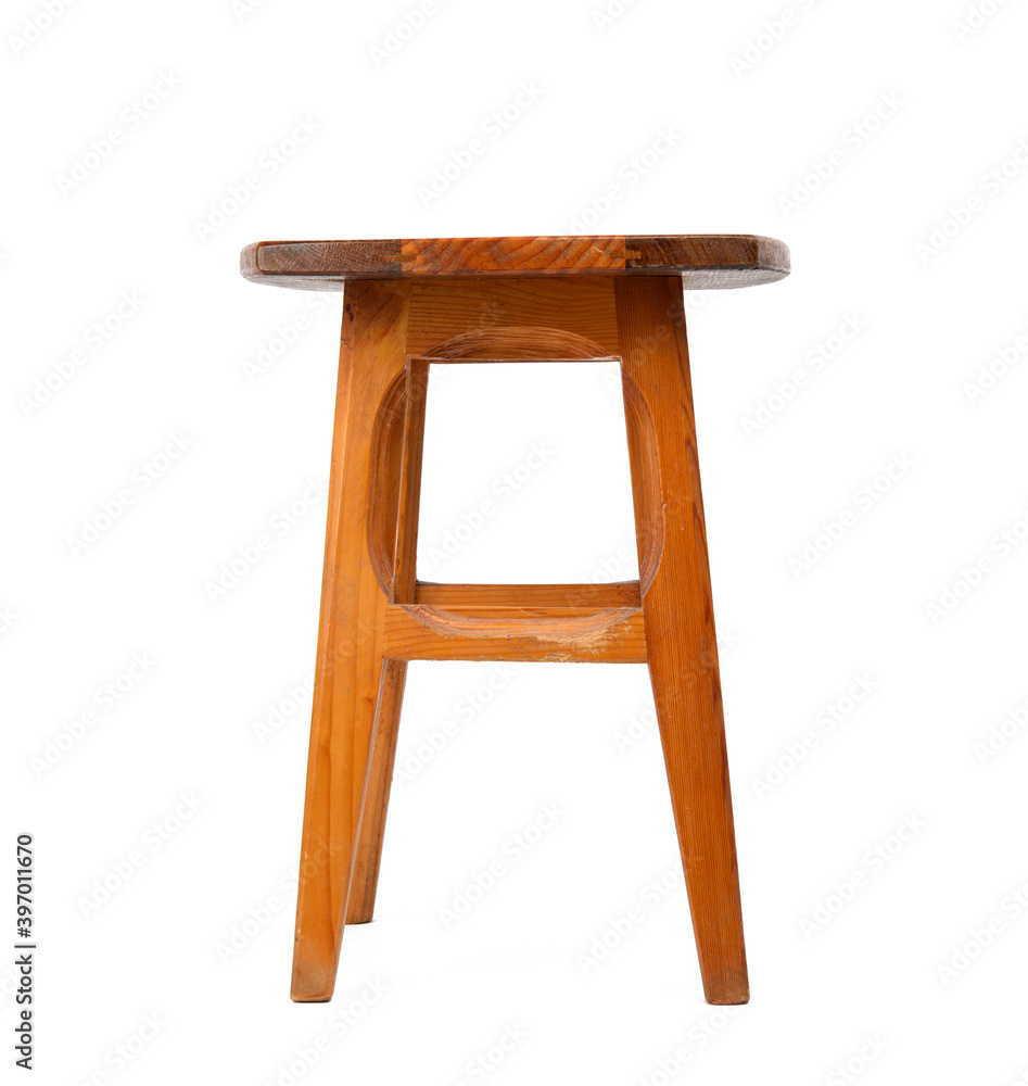 wooden kitchen stool with legs isolated on white background wooden kitchen stool with legs isolated on white background