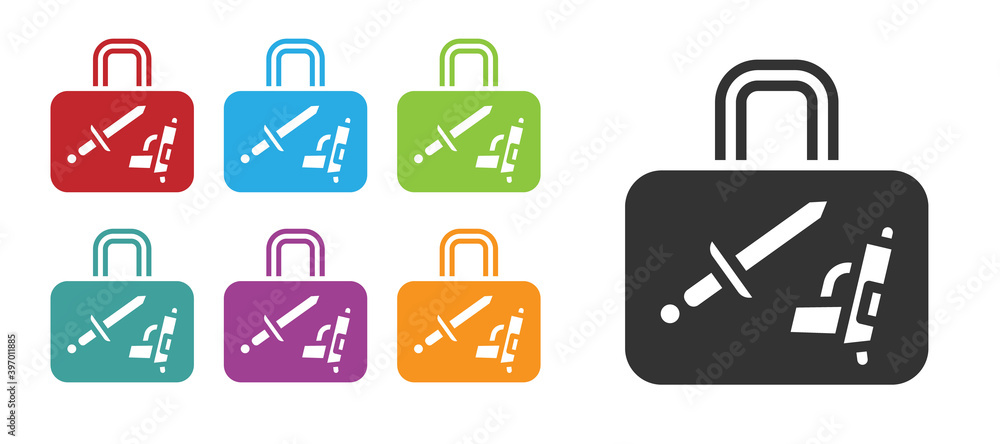 Black Suitcase for travel icon isolated on white background. Traveling baggage sign. Travel luggage icon. Set icons colorful. Vector. Black Suitcase for travel icon isolated on white background. Traveling baggage sign. Travel luggage icon. Set icons colorful. Vector.