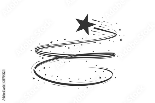 Star. Flying, spilling the dust. trail, silhouette. Vector design element.