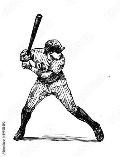 sketch of baseball player hand draw
