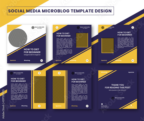 Microblog carousel design template for social media post