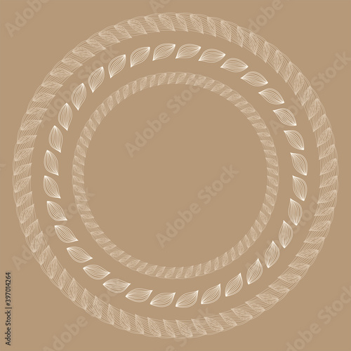 Natural vector frame. Contour linear leaves template