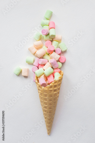 marshmallows in a waffle cone