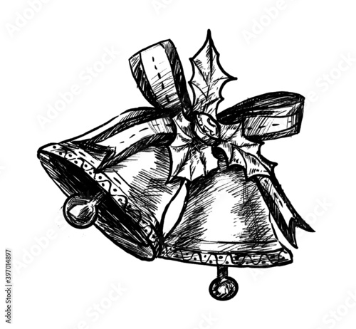 sketch of christmas bells hand draw