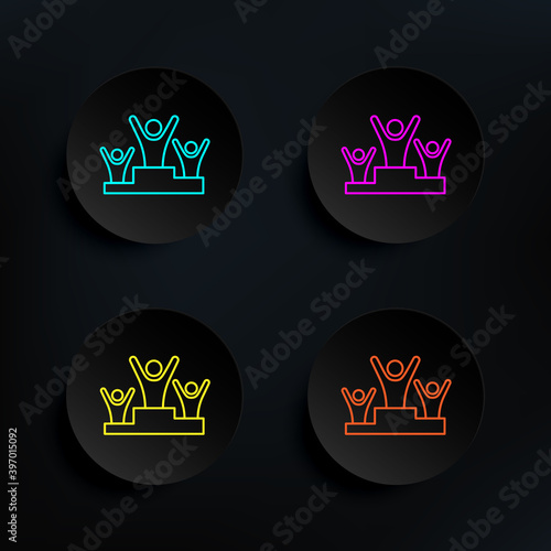 Competition dark badge color set icon. Simple thin line, outline vector of web icons for ui and ux, website or mobile application