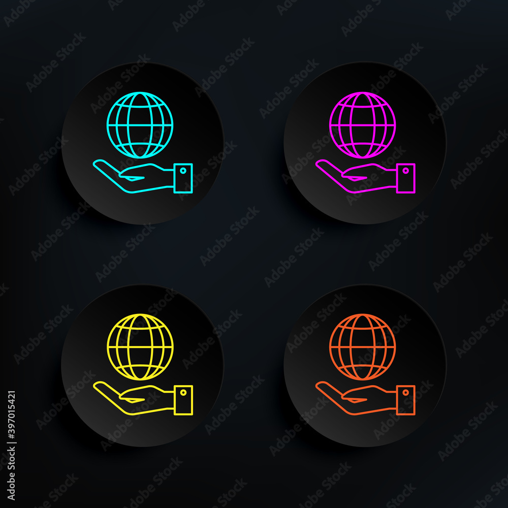 Global business dark badge color set icon. Simple thin line, outline vector of web icons for ui and ux, website or mobile application Global business dark badge color set icon. Simple thin line, outline vector of web icons for ui and ux, website or mobile application