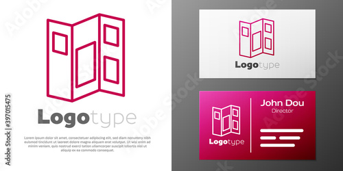 Logotype line Museum guide brochure icon isolated on white background. Exhibition guidebook. Flyer, booklet, leaflet print. Logo design template element. Vector.
