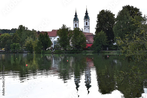 Cartoon Bad Waldsee mit See und St. Peterskirche