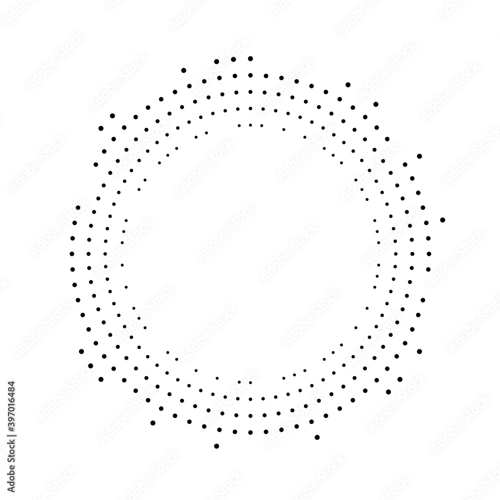 Radial halftone dots in Circle Form for comic books . fireworks Explosion background . Vector Illustration . Starburst
 round Logo . Circular Design element . Abstract Geometric half tones . Sunburst 