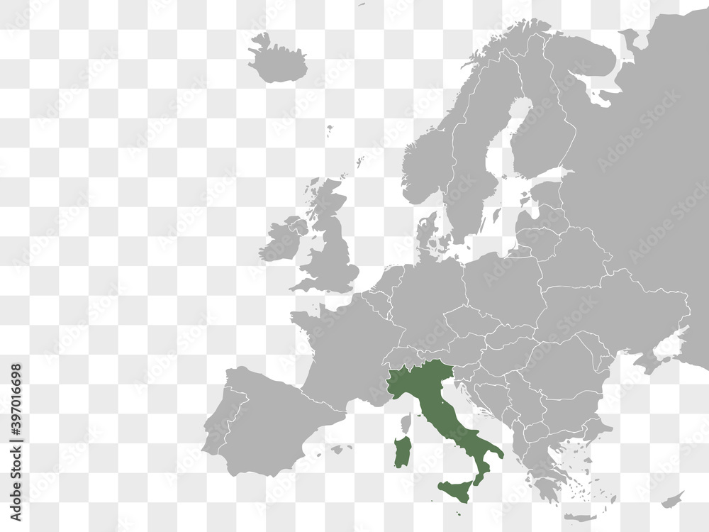 Italy on Europe map vector. Vector illustration.