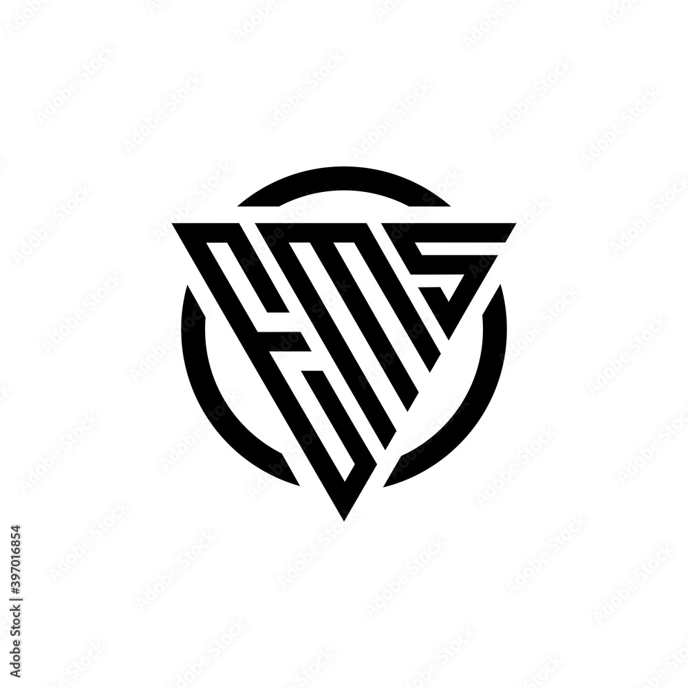 Naklejka premium Initial letter EMS triangle monogram clean modern simple logo