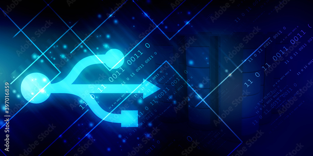 Naklejka premium 2d rendering USB icon