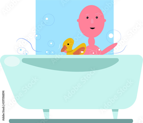 child taking a bath