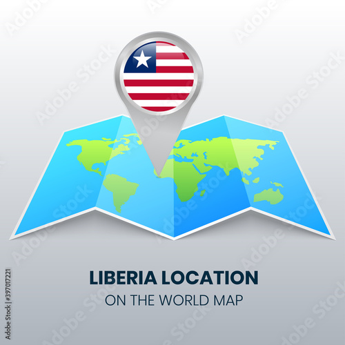 Location icon of liberia on the world map, Round pin icon of liberia