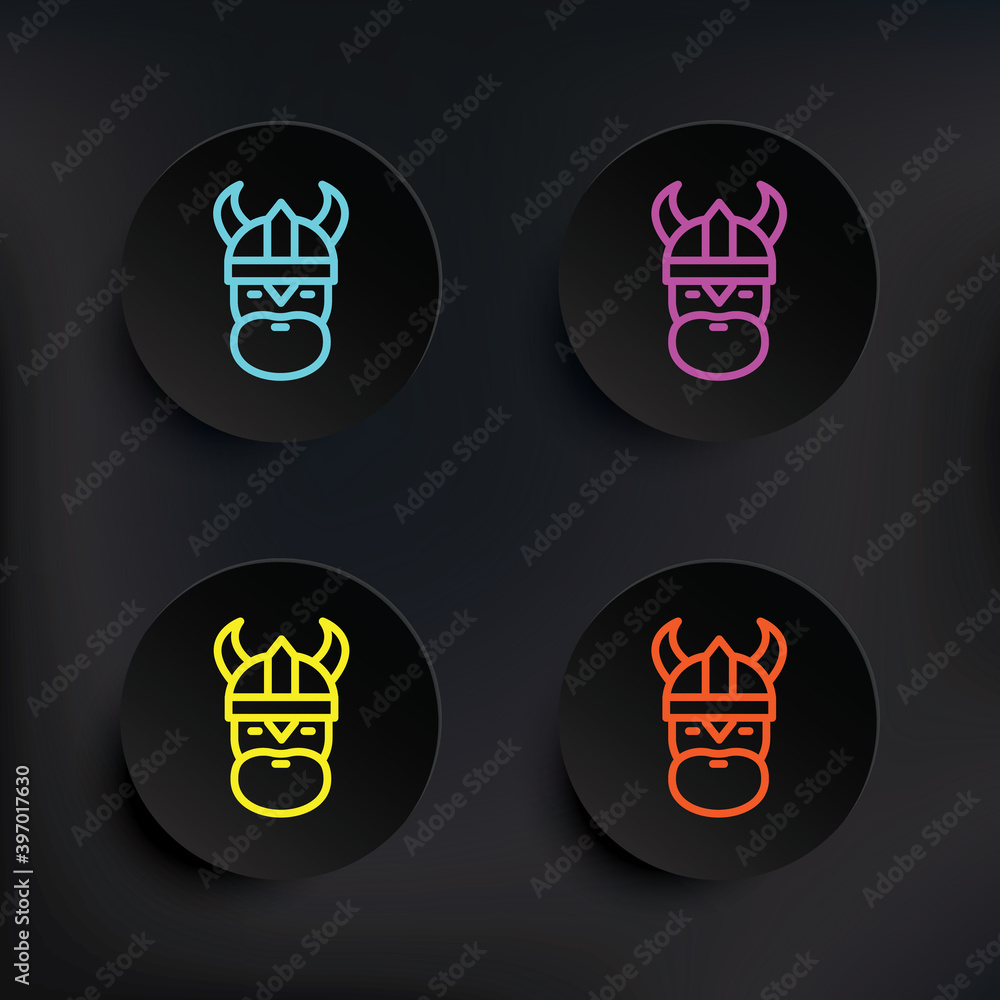 Viking dark badge color set icon. Simple thin line, outline vector of mythology icons for ui and ux, website or mobile application Viking dark badge color set icon. Simple thin line, outline vector of mythology icons for ui and ux, website or mobile application