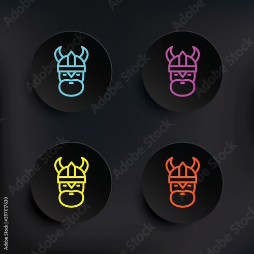 Viking dark badge color set icon. Simple thin line, outline vector of mythology icons for ui and ux, website or mobile application