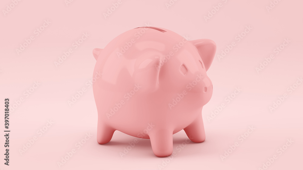 Savings pig mockup on pink background