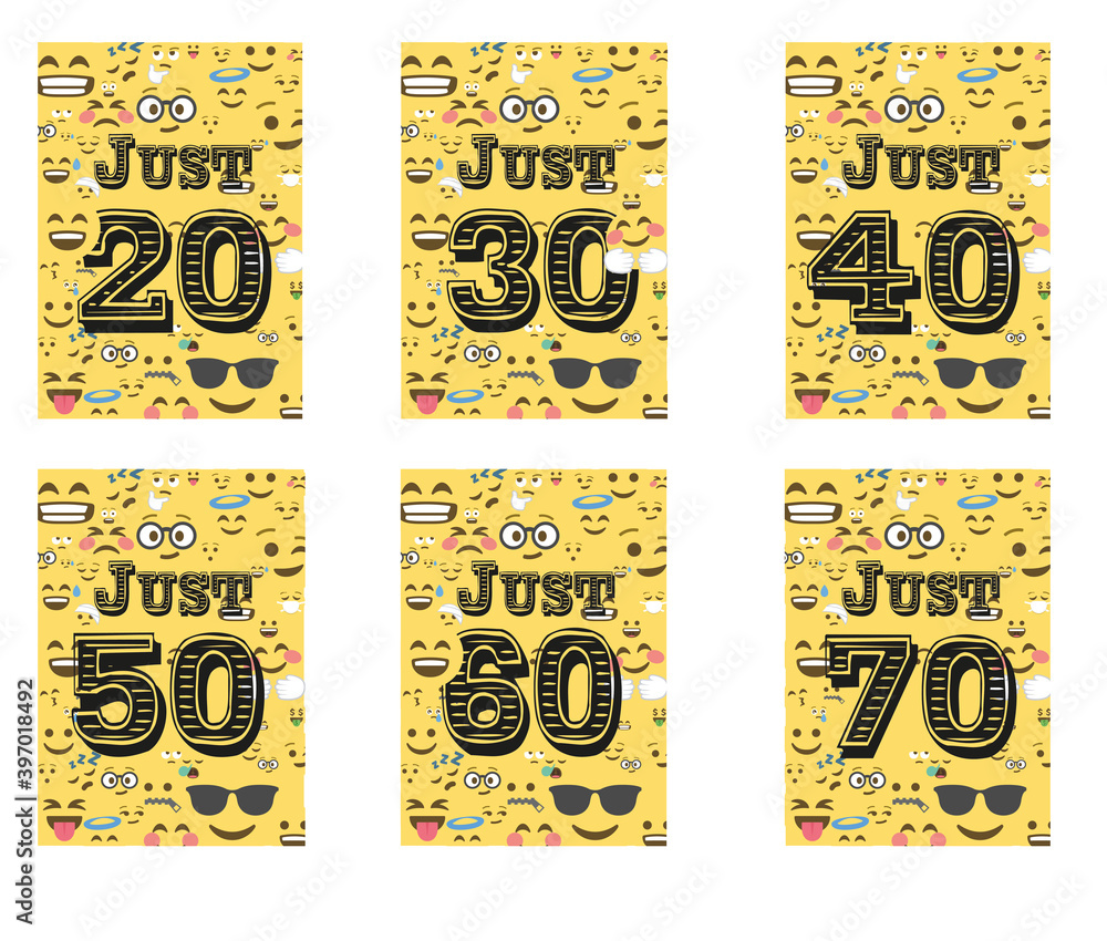 Vetor de lustige Geburtstageinladungen mit smileys modern, eyecatcher