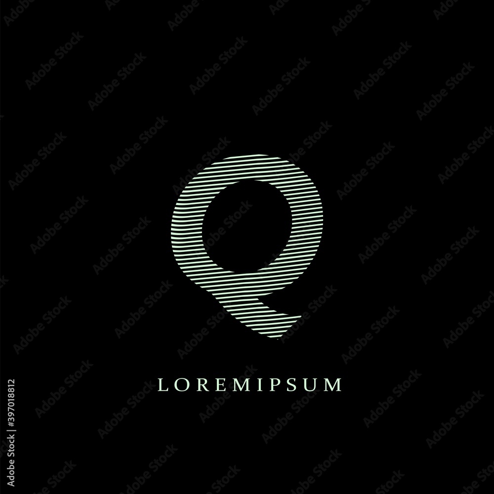 Line Stripes Letter Q logo icon. Design concept line stripe shape with initial letter logo icon. Line Stripes Letter Q logo icon. Design concept line stripe shape with initial letter logo icon.